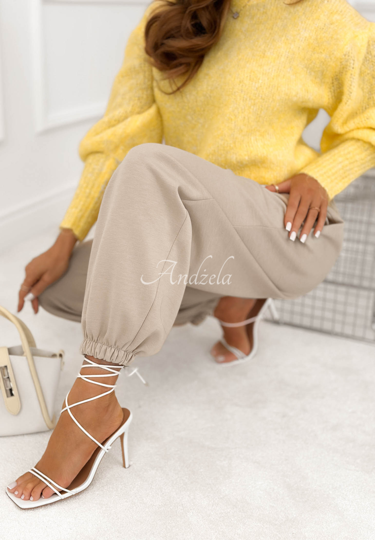 Viscose butter pants with cuffs What You Wanted light beige