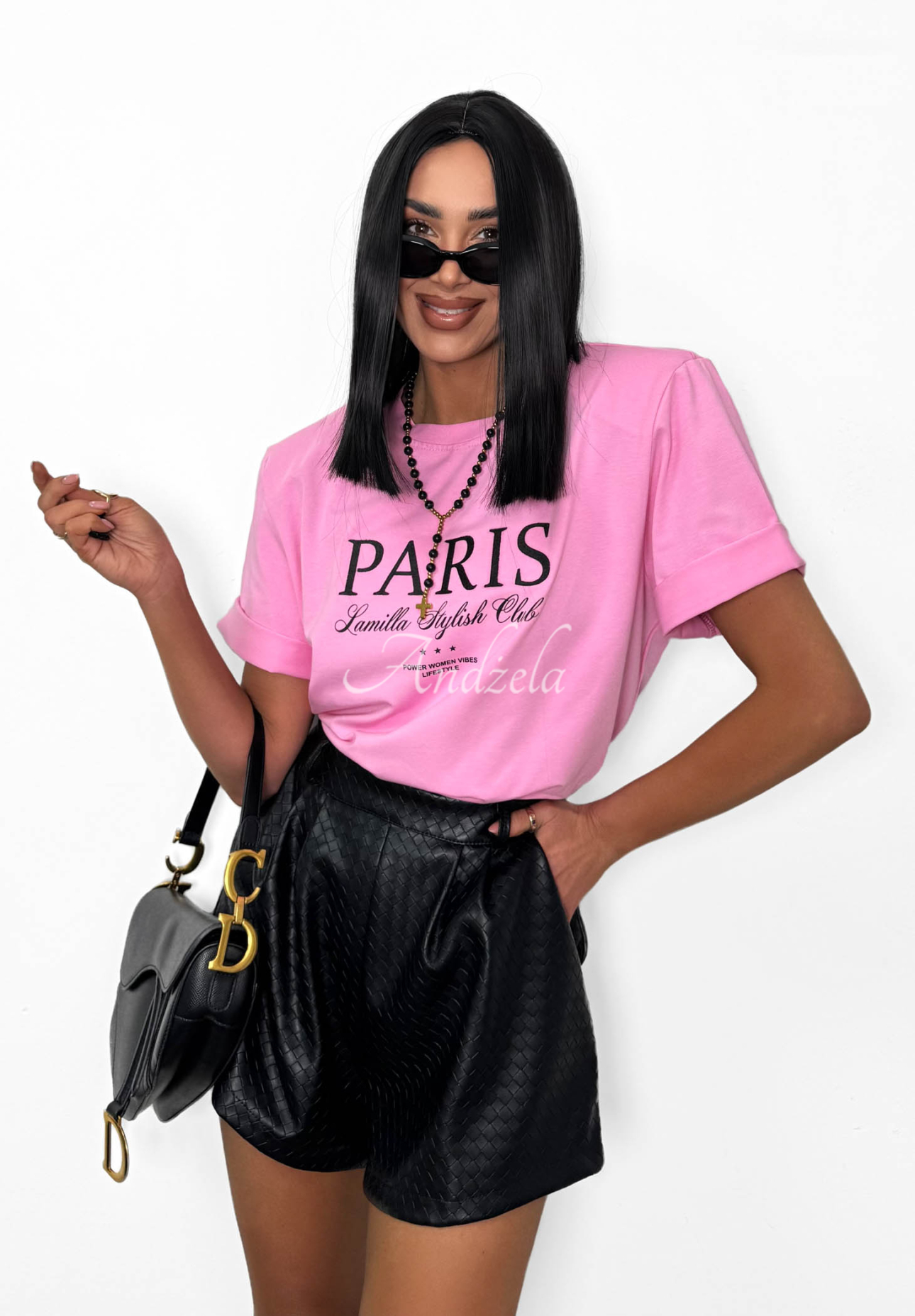 Wiskozowy T-shirt z nadrukiem La Milla Paris różowy