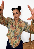 Żakardowa gorsetowa marynarka La Milla Amanda beżowa