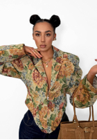 Żakardowa gorsetowa marynarka La Milla Amanda beżowa