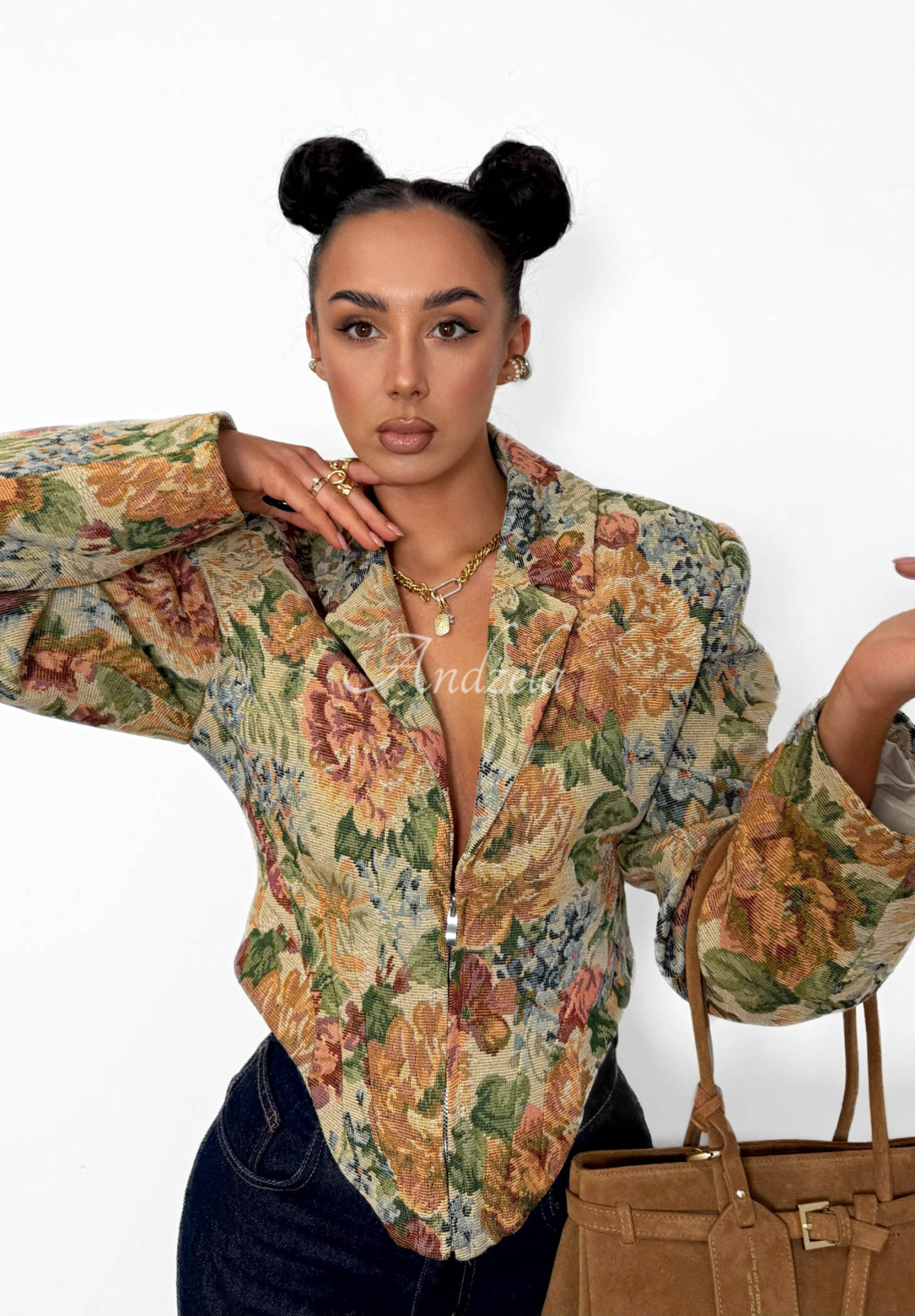 La Milla Amanda beige cotton jacquard corset jacket