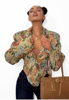 Żakardowa gorsetowa marynarka La Milla Amanda beżowa