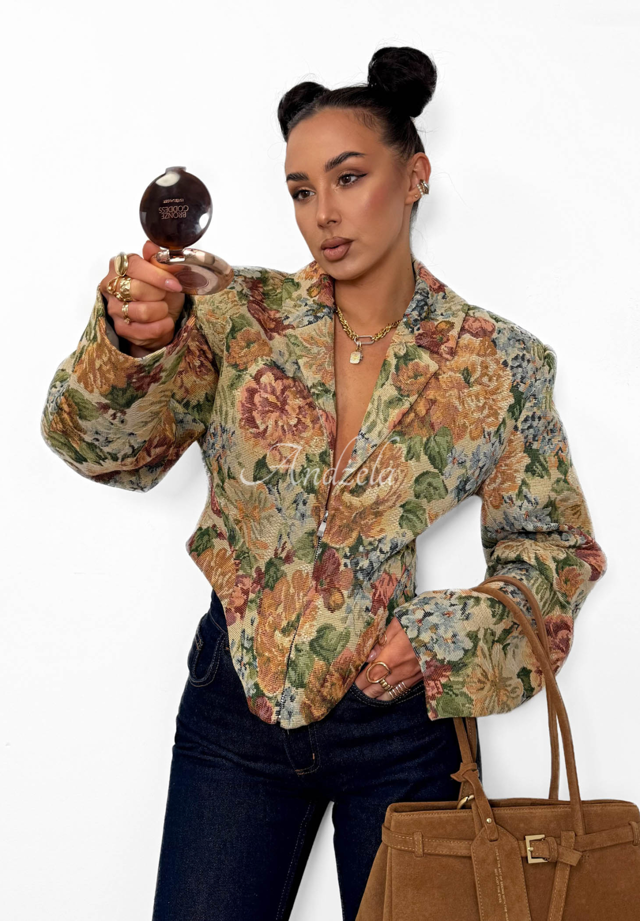 La Milla Amanda beige cotton jacquard corset jacket