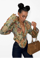 Żakardowa gorsetowa marynarka La Milla Amanda beżowa