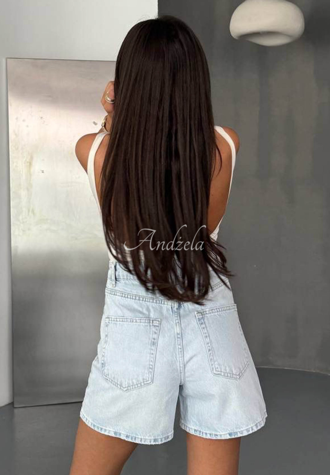 Valerias light blue denim shorts