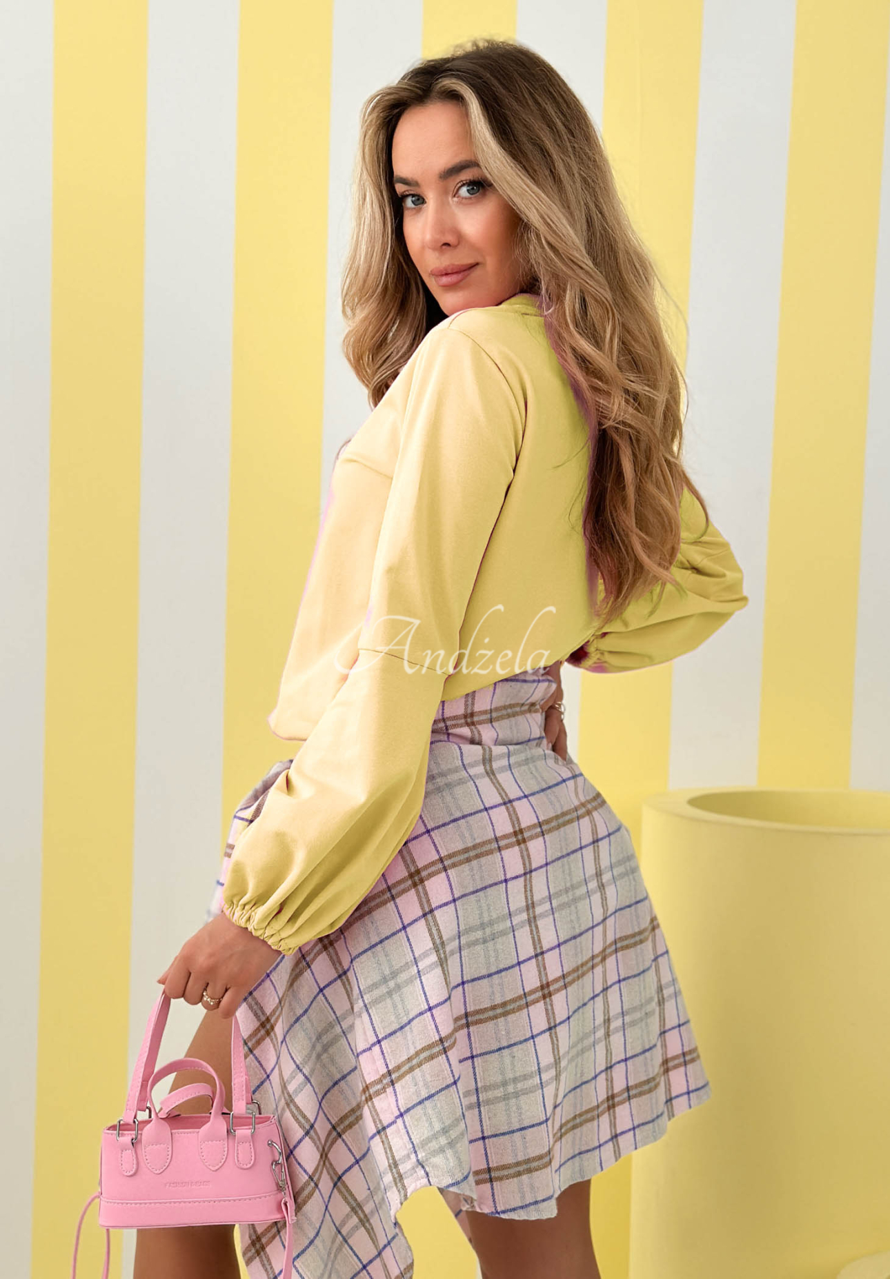 Cotton sweatshirt with puffed sleeves Silent Power yellow