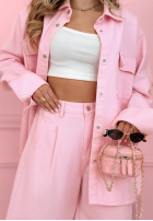 Jeansowy komplet koszula i spodnie balloon Emmeline jasnoniebieski