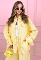 Jeansowy komplet koszula i spodnie balloon Emmeline jasnoniebieski