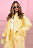 Jeansowy komplet koszula i spodnie balloon Emmeline jasnoniebieski