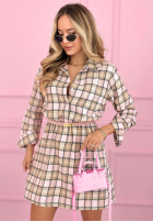 Koszulowa sukienka w kratę Sonnetta pudrowy róż