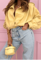 Spodnie jeansowe mom fit z wiązaniem Annora jasnoniebieskie