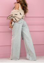 Spodnie jeansowe wide leg z przetarciami Claribel jasnoniebieskie