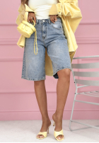 Krótkie jeansowe spodenki z kryształkami Ottavia jasnoniebieskie