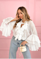Zwiewna koszula z falbankami Estella biała