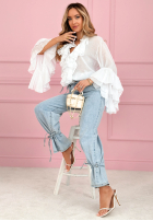 Zwiewna koszula z falbankami Estella biała