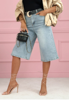 Buffalo River light blue wide-leg denim Bermuda shorts