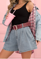 Szorty z szerokimi nogawkami i paskiem Finally Hot jasnoniebieskie