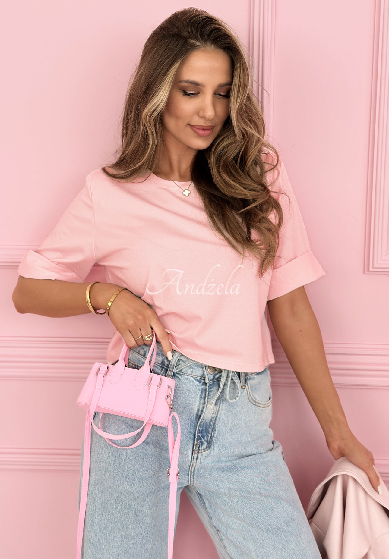 Springtime Babe powder pink cotton short T-shirt