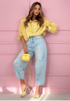 Krótka skórzana kurtka z kołnierzem Valleria pistacjowa