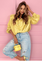 Krótka skórzana kurtka z kołnierzem Valleria pistacjowa