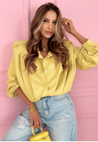 Krótka skórzana kurtka z kołnierzem Valleria pistacjowa