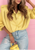 Krótka skórzana kurtka z kołnierzem Valleria pistacjowa