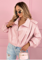 Krótka skórzana kurtka z kołnierzem Valleria pistacjowa