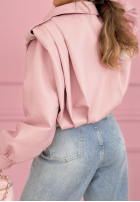 Krótka skórzana kurtka z kołnierzem Valleria pistacjowa