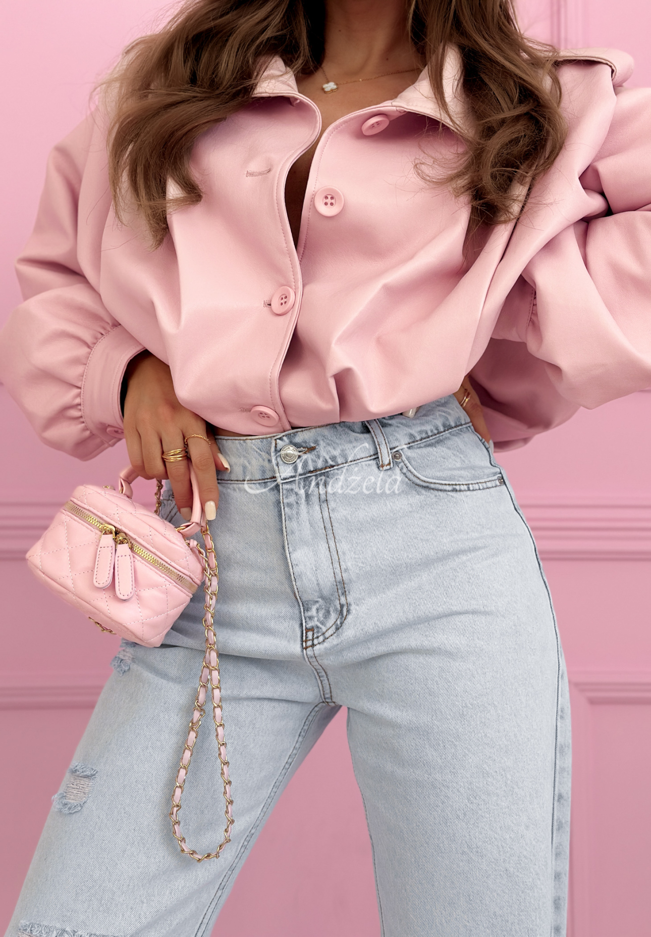 Spodnie jeansowe wide leg z przetarciami Ivette jasnoniebieskie