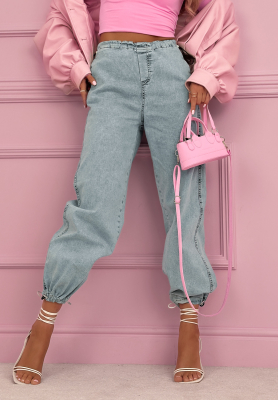 Spodnie jeansowe joggery Beatricia jasnoniebieskie