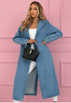 Jeansowy płaszcz trencz z paskiem Maryella niebieski