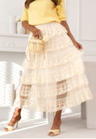 Koronkowa spódnica maxi boho Lucky Me ecru