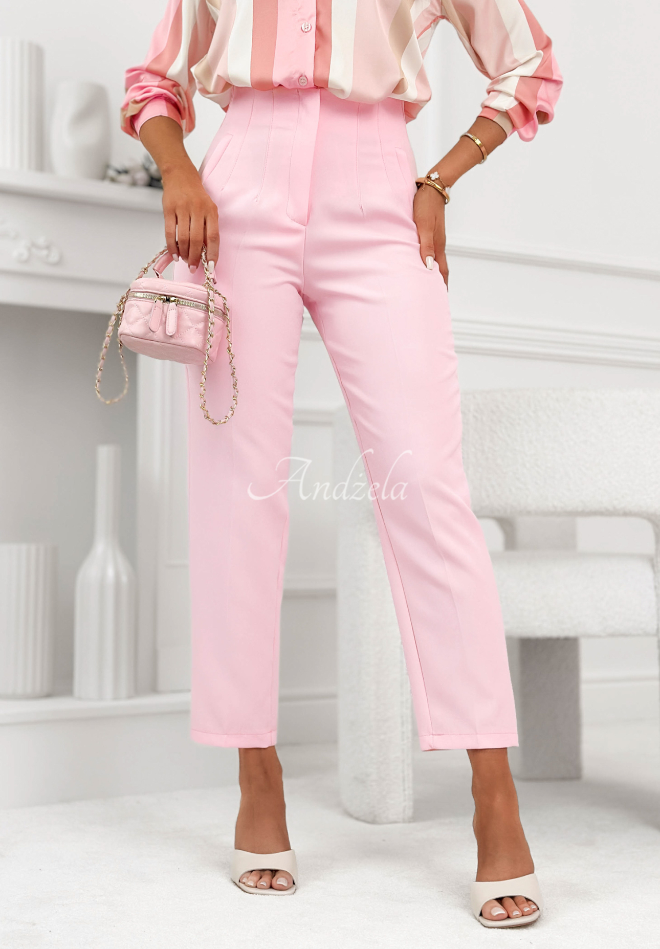 Elegant Coctail Party pink cigarette pants