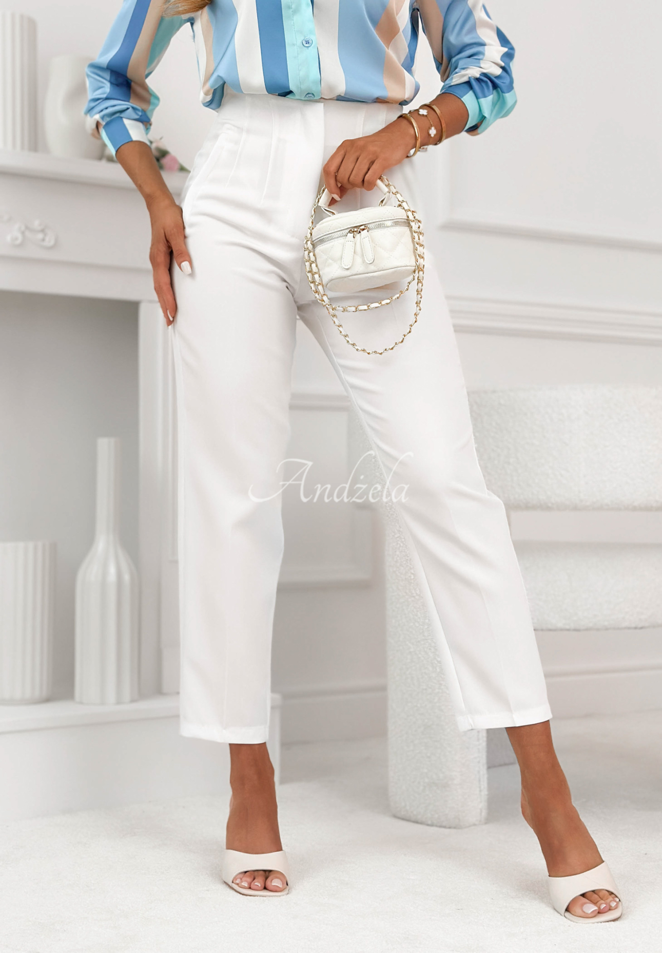 Elegant cigarette pants Coctail Party ecru