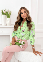 Wzorzysta koszula Soft Wings pistacjowa