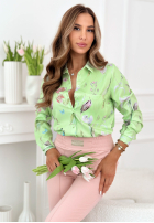 Wzorzysta koszula Soft Wings pistacjowa