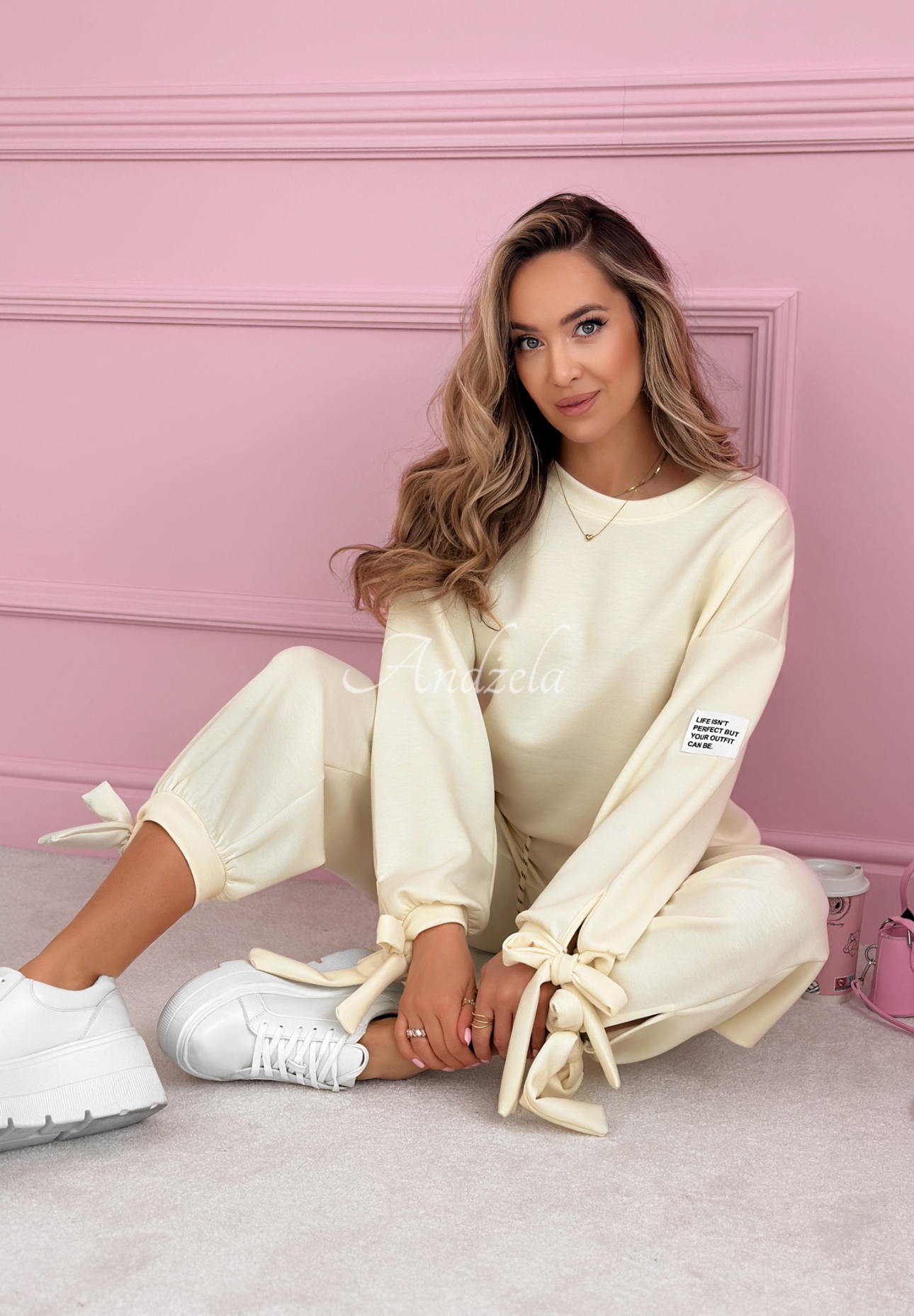 Peyton vanilla butter viscose tracksuit set