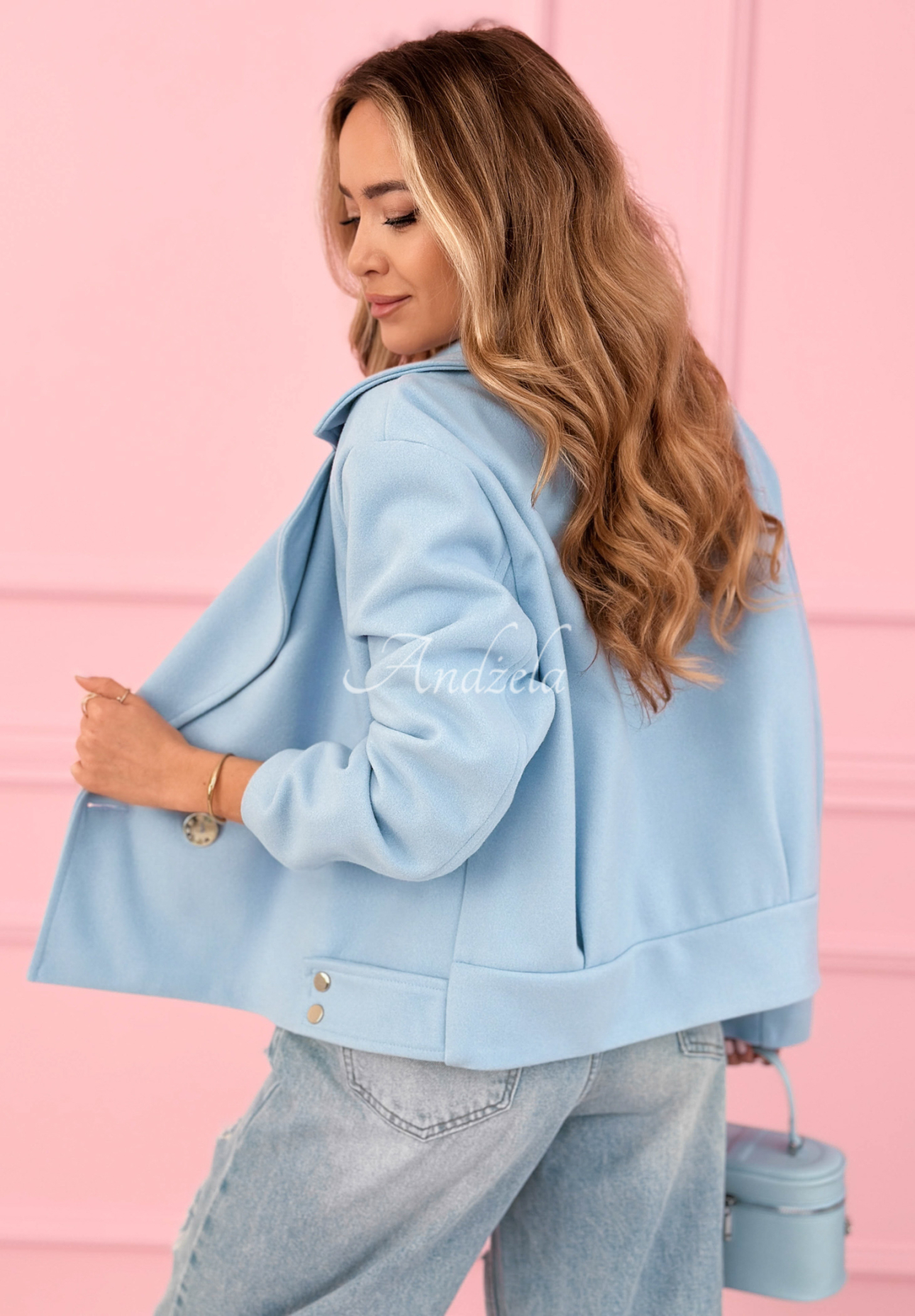 Sylvie short wool coat in sky blue