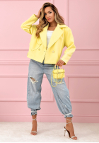 Zamszowa dwurzędowa kurtka Sylvie żółta