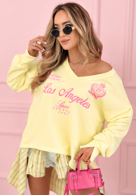 Asymmetrical LA Athletic cotton sweatshirt, yellow