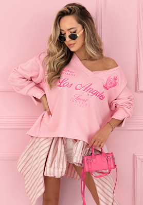 Asymmetrical LA Athletic cotton sweatshirt, pink