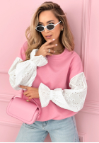 Bluza z ażurowymi rękawami Leonora różowa