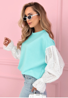 Bluza z ażurowymi rękawami Leonora różowa