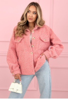 Krótka kurtka sherpa kożuszek Anyana błękitna