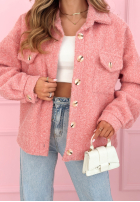 Krótka kurtka sherpa kożuszek Anyana błękitna