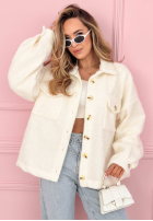 Krótka kurtka sherpa kożuszek Anyana błękitna