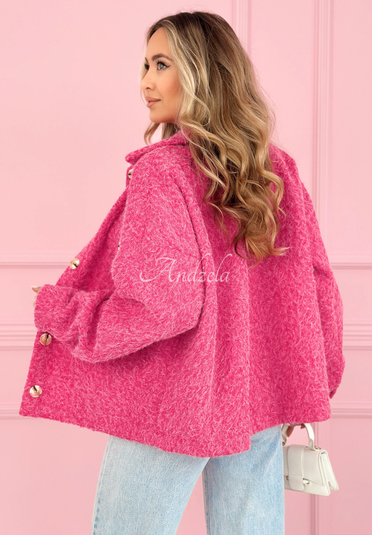 Anyana fuchsia short sheepskin jacket