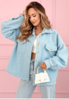 Krótka kurtka sherpa kożuszek Anyana błękitna