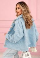 Krótka kurtka sherpa kożuszek Anyana błękitna