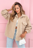 Krótka kurtka sherpa kożuszek Anyana błękitna